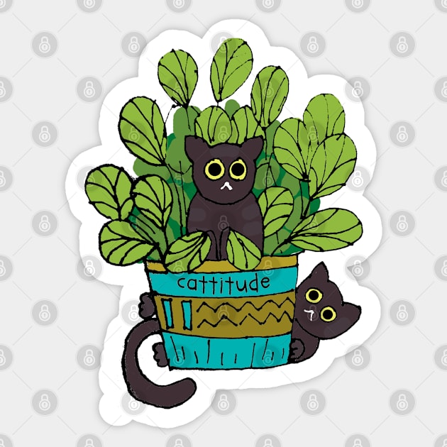 Black cats in planter Sticker by HAVE SOME FUN